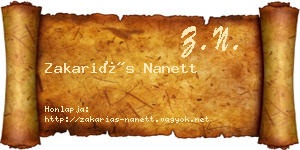 Zakariás Nanett névjegykártya